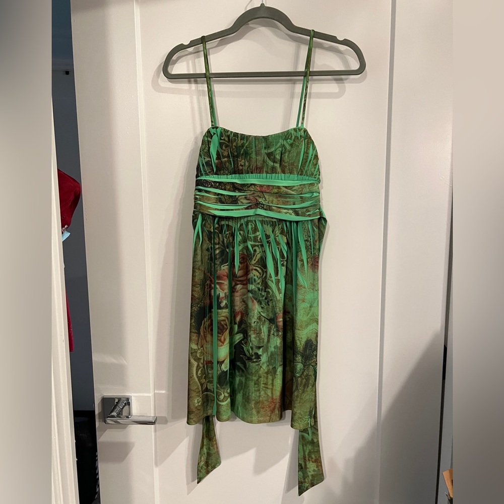 Juniors Small Green City Triangles Dress